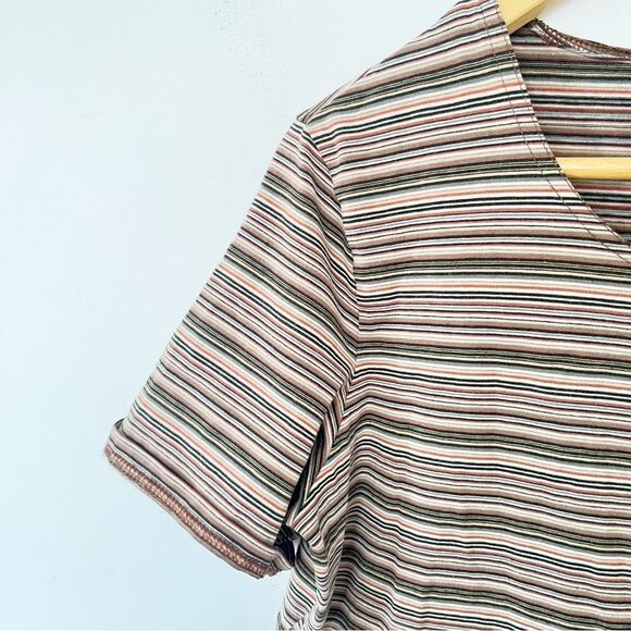 Solar Lasania Brown Shades Striped Short Sleeve T-Shirt - Picture 4 of 6